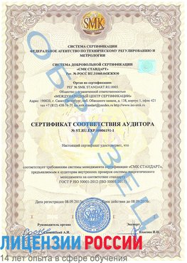 Образец сертификата соответствия аудитора №ST.RU.EXP.00006191-1 Саранск Сертификат ISO 50001
