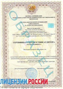 Образец сертификата соответствия аудитора №ST.RU.EXP.00005397-3 Саранск Сертификат ISO/TS 16949
